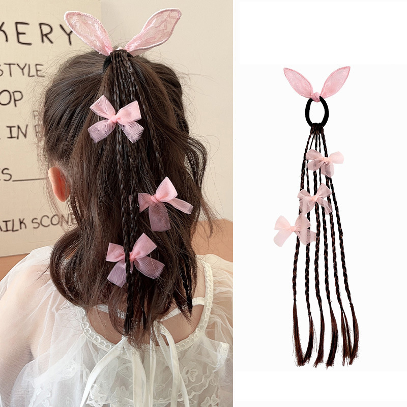Cosplay Prop Bow - 1PC 女の子弓ウサギの耳かつらポニーテールヘッドバンドゴムバンドヘアバンド素敵な帽子子供ヘアアクセサリー髪飾り