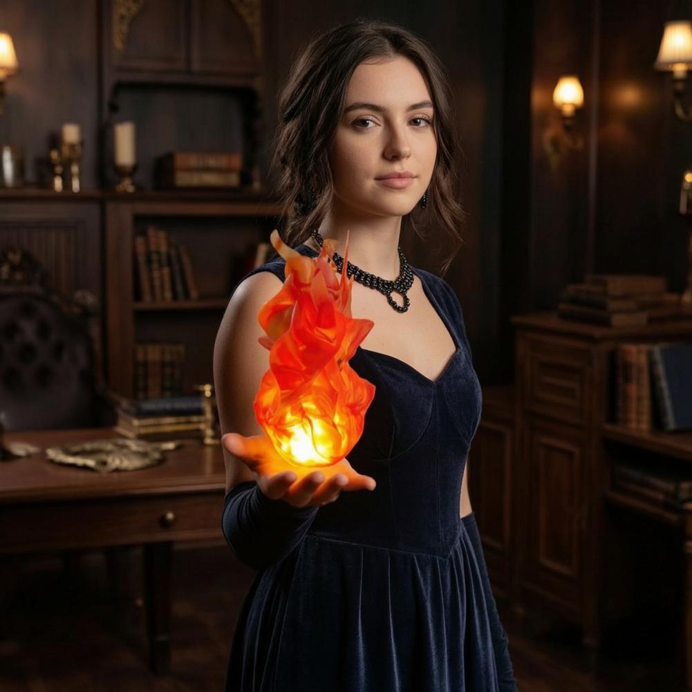 Cosplay Fireball Prop - ハンドヘルド火の玉小道具 コスプレ用火の玉小道具 浮遊火の玉小道具 LED発光炎 ハンドヘルドライト 電池式