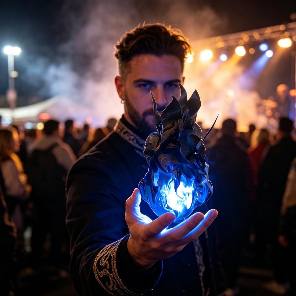 Cosplay Fireball Prop - コスプレ火の玉小道具光る炎効果おもちゃ浮遊火の玉小道具LED光る炎ハンドヘルドライト電池式