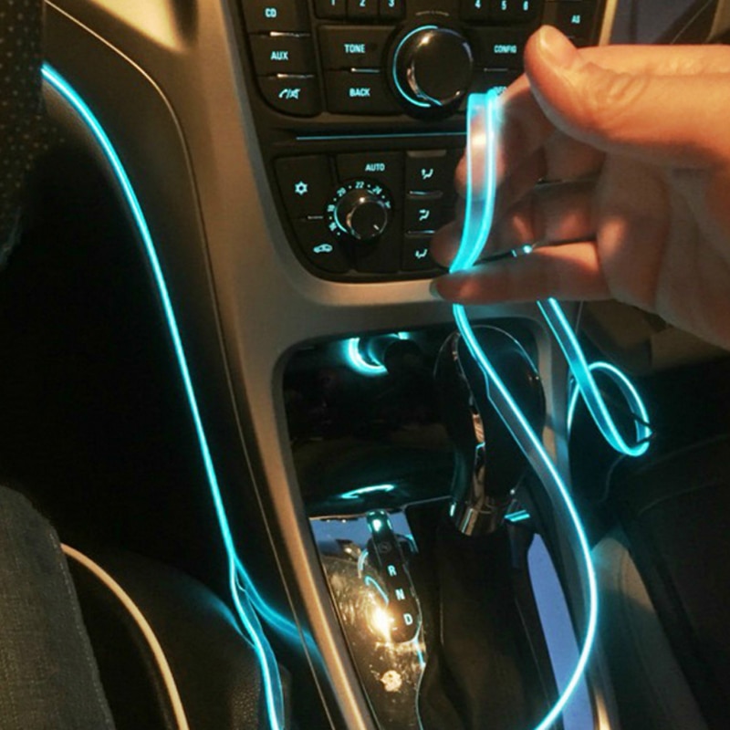 Led El Wire - 5m車室内雰囲気照明LEDストリップ5v diyフレキシブルエル冷光ラインチューブusbオートデコレーションアンビエントランプ付き