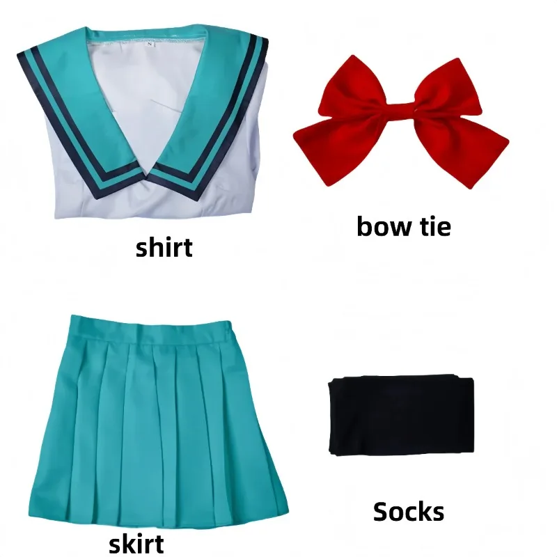 アニメ風日本のセーラー服コスプレ衣装セット長袖トップスプリー - Cosplay Prop Bow のレビューと価格