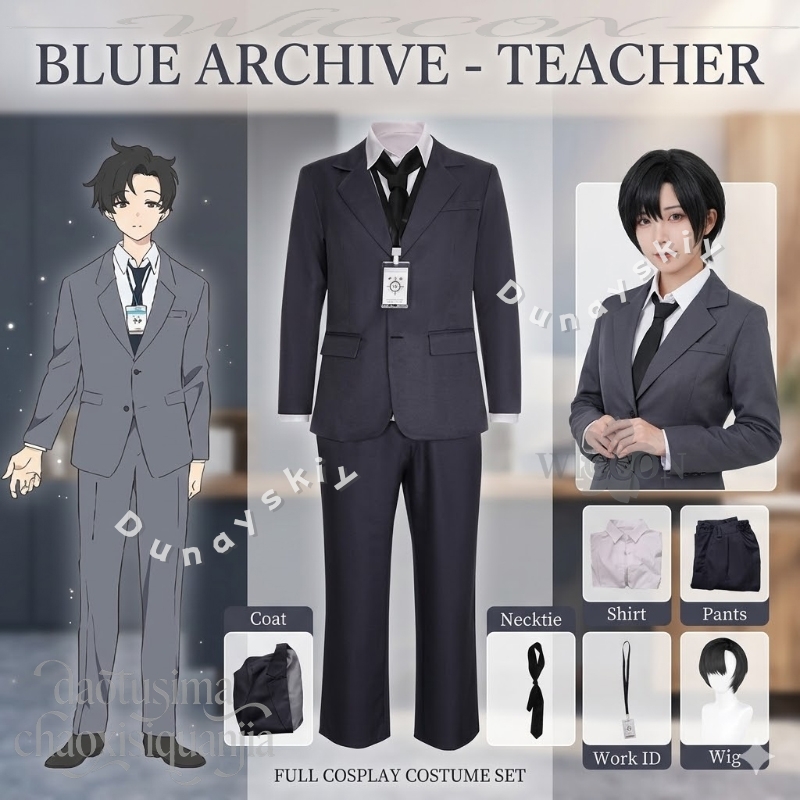 先生先生コスプレ衣装ビジネススーツフルセットIDカード付き小 - Cosplay Prop Business のレビューと価格