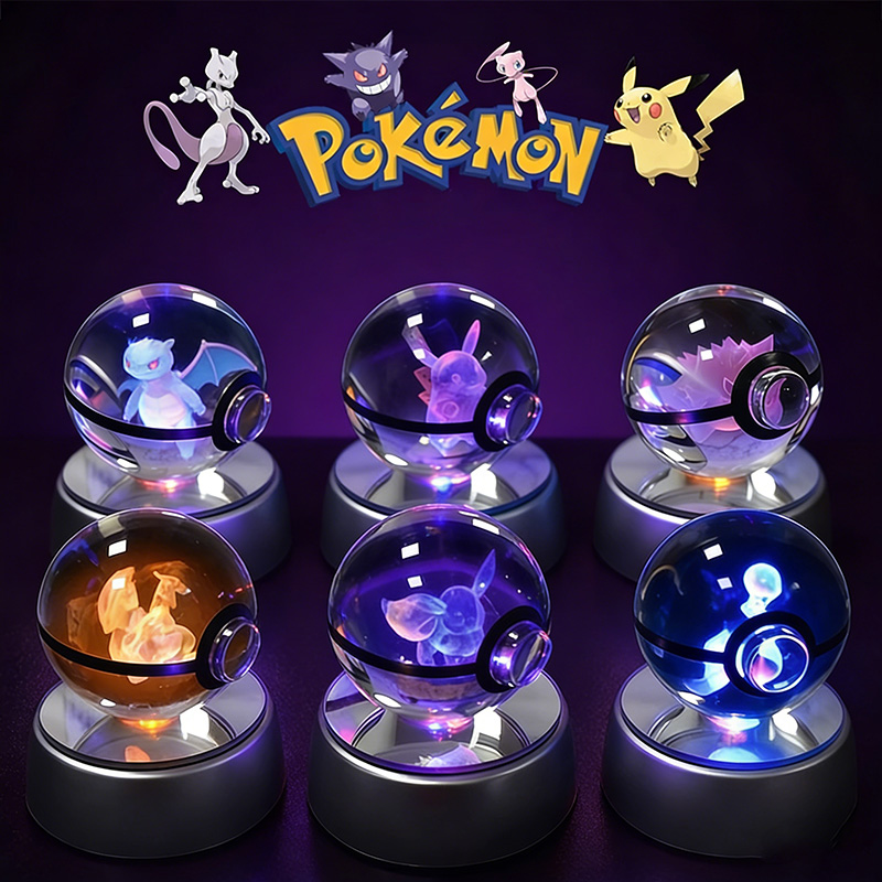 ポケモンクリスタルポケボール 3D彫刻クリスタルボール 光る - Cosplay Fireball Prop のレビューと価格