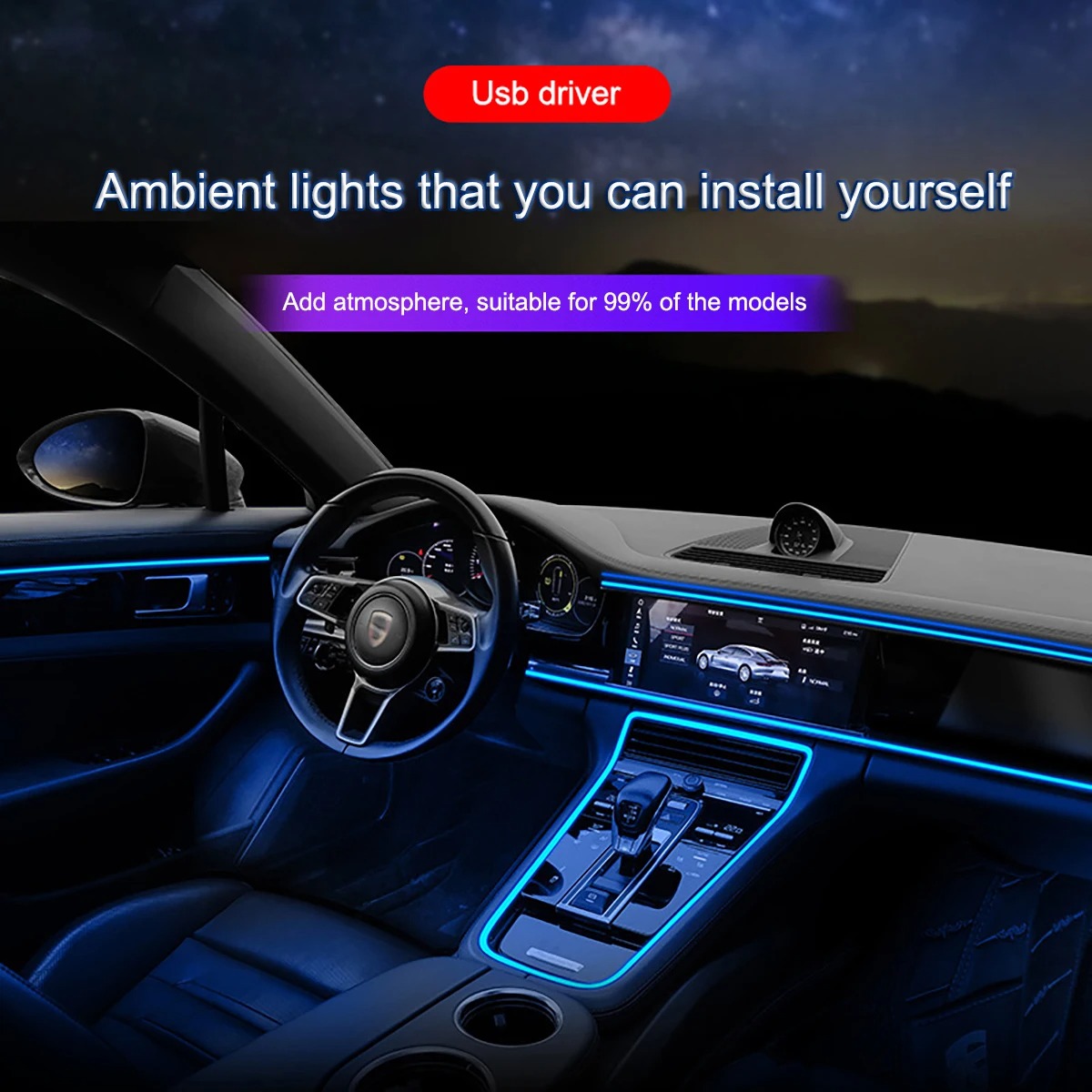 車環境 El ワイヤー LED USB 柔軟なネオンインテリ - Led El Wire のレビューと価格