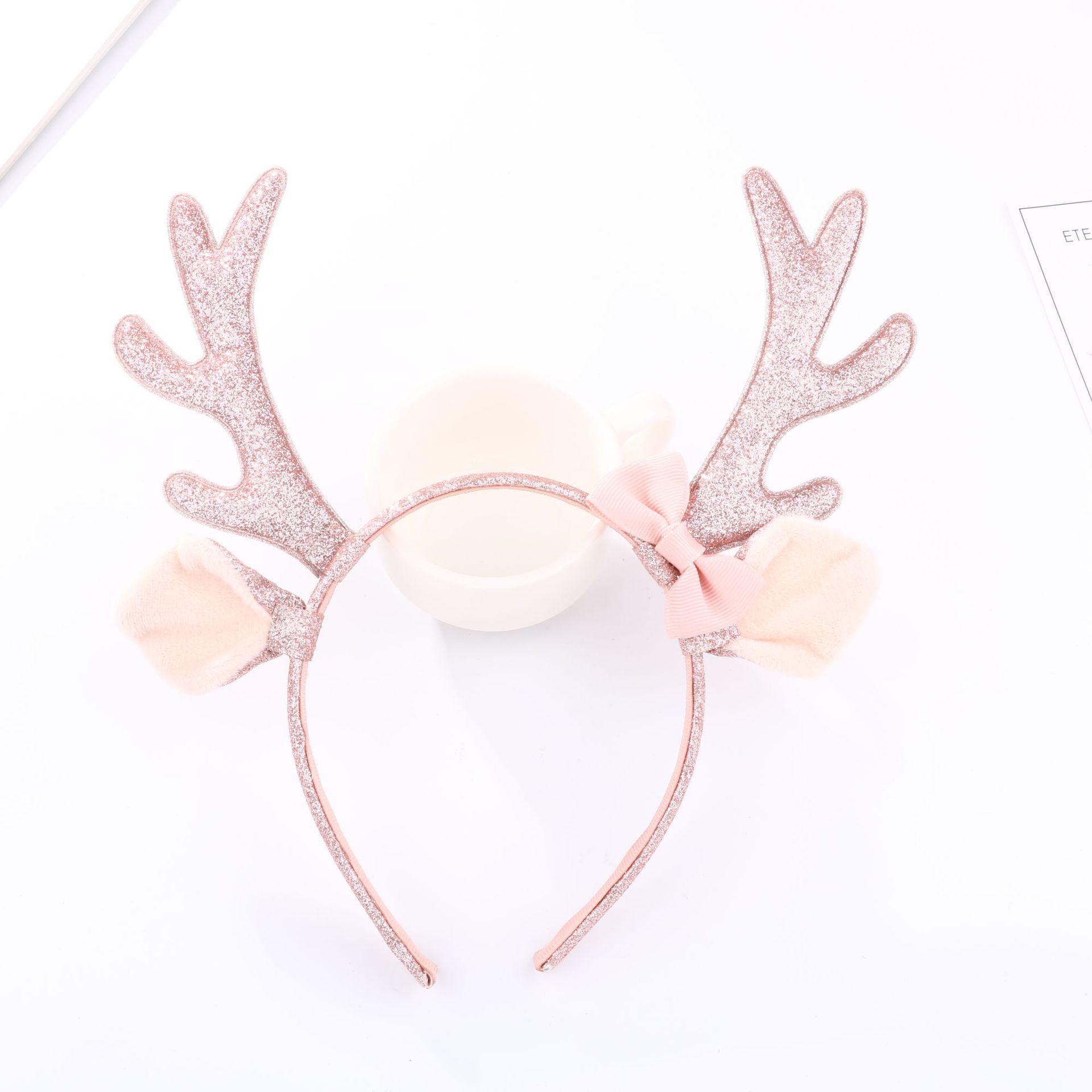 かわいいピンクのグリッタートナカイの角ヘッドバンド、ぬいぐる - Cosplay Prop Bow のレビューと価格