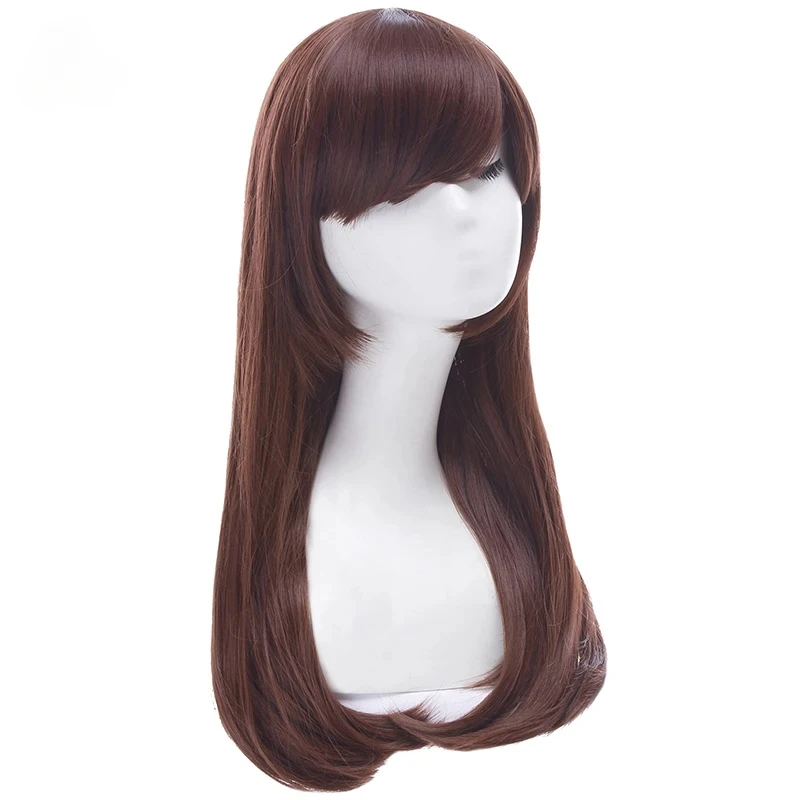 Rolecos-女性のためのレース付きの長い茶色の合成かつら - Dva Cosplay Prop のレビューと価格