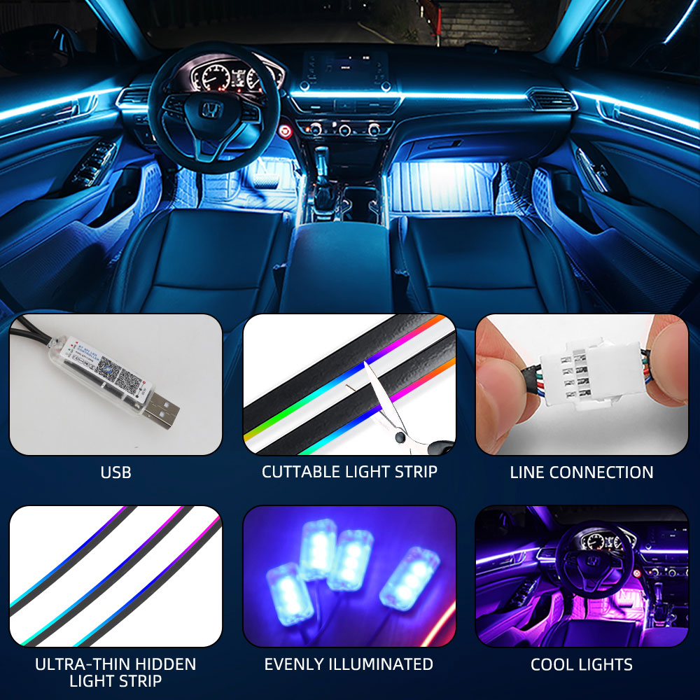 35/75/110/140cm LEDアンビエントライトスト - Led El Wire のレビューと価格